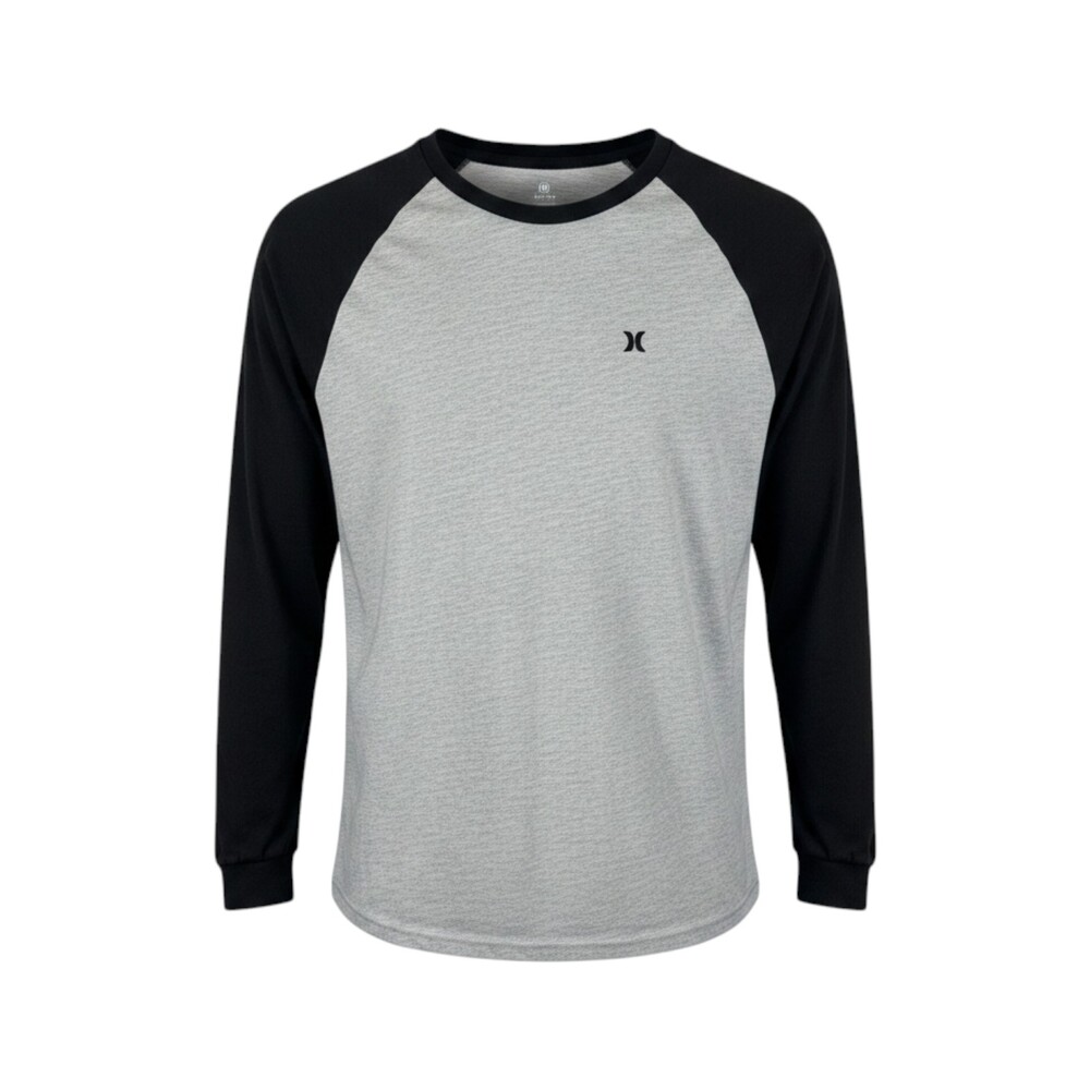 Hurley Gray Black Long Sleeve Raglan T-Shirt XL